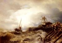 Achenbach, Andreas - A Fishing Boat Caught In A Squall Off A Jetty